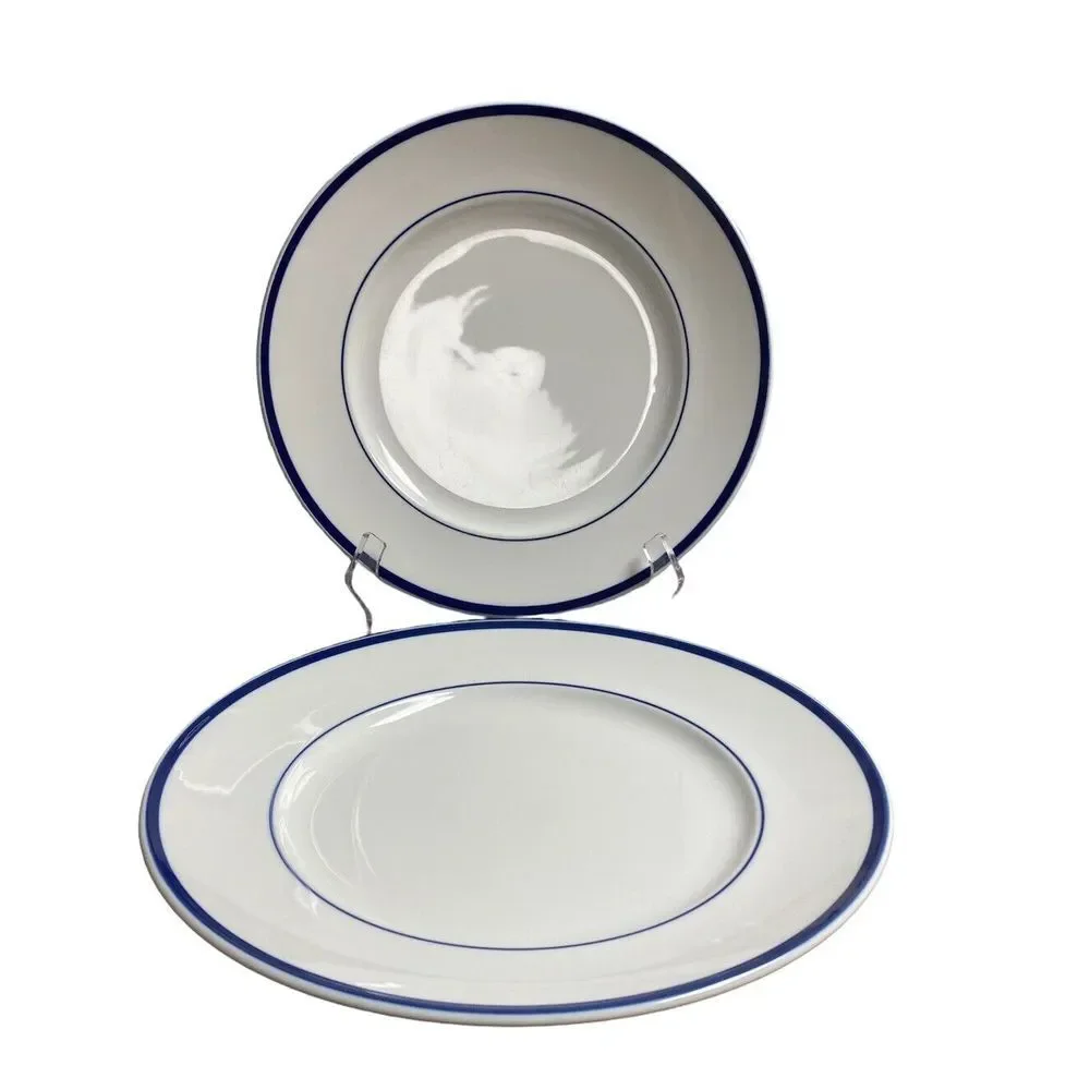 Williams Sonoma Brasserie Blue Band Dinner Chop Serving Plate * SET OF 2 * Japan